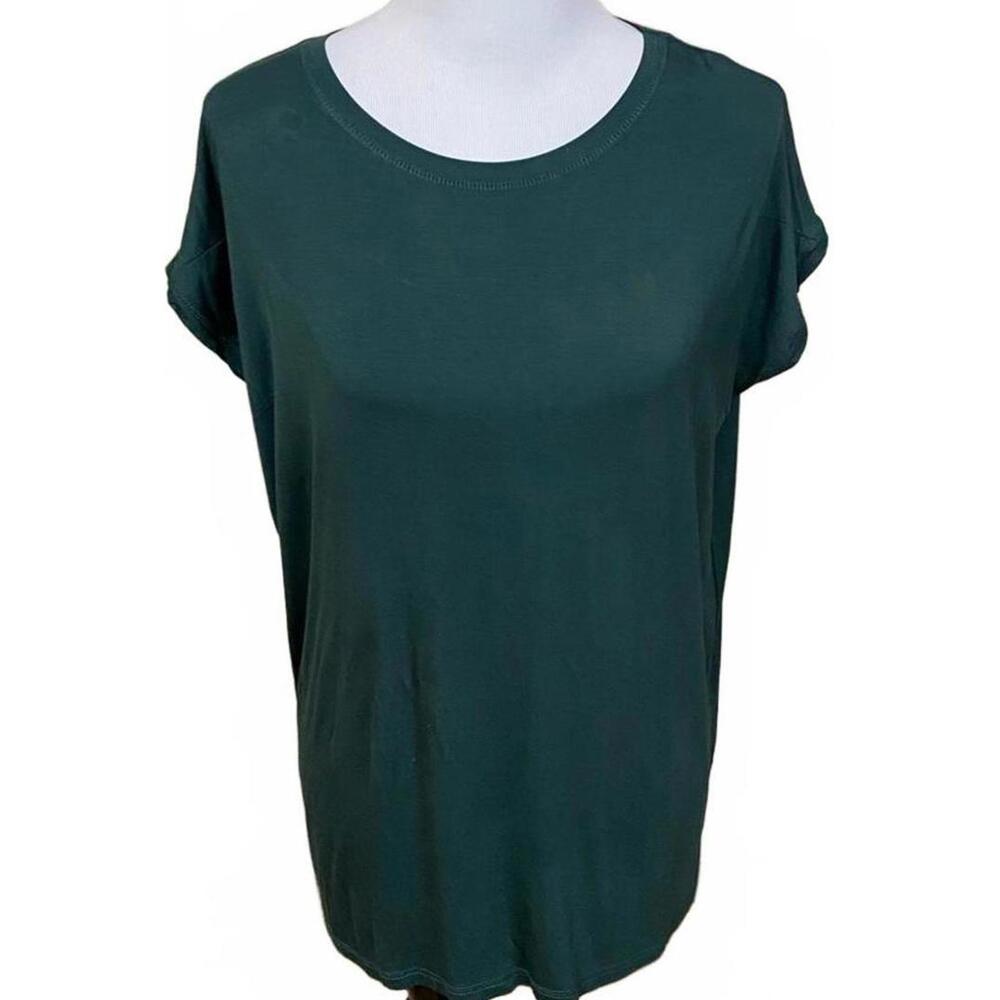 PIKO Short Sleeve Blouse. Dark Green.